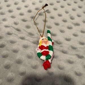 Ms Piggy on Candy Cane Hanging Ornament - Red, Green, White